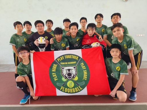 Floorball team w flag